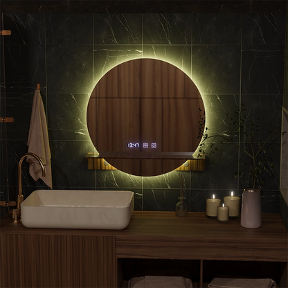Oglinda LED Touch Alfred Sistem Dezaburire, Ceas si Temperatura 60x60 cm Cu Suport Integrat Oglinzi Korman S Default Title Alessandro Design