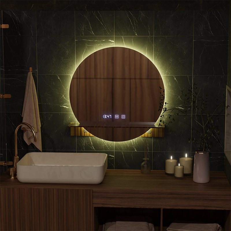Oglinda LED Touch Alfred Sistem Dezaburire, Ceas si Temperatura 60x60 cm Cu Suport Integrat Oglinzi Korman S Default Title Alessandro Design