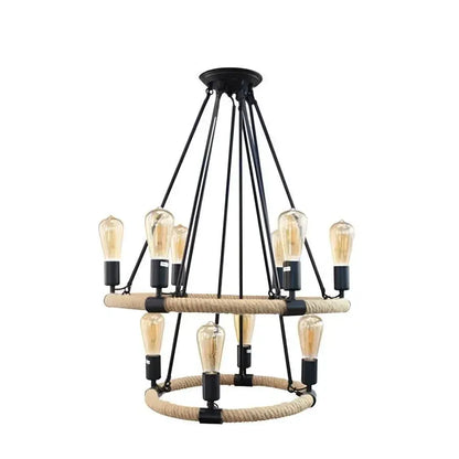 Lustra Rustica, 10xE27, Maro, Metal si Sfoara Lustre Vintage Default Title Alessandro Design