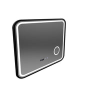 Zrkadlo LED Touch Bernd Defrosting Systém, hodiny a teplota 80x60 cm Black Brush Fund Cosmetica