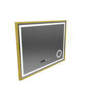 CLARUS Touch LED zrkadlový odhmlievací systém, hodiny a teplota Kozmetická lupa s brúseným zlatým rámom 80 x 60 cm