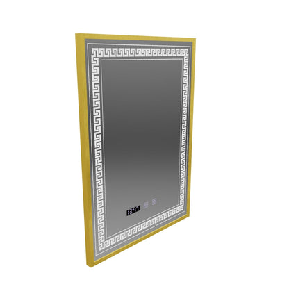Dotykové LED zrkadlo Bruno Systém odhmlievania, hodiny a teplota 60x80 cm Rám z brúseného zlata, S84/60X80