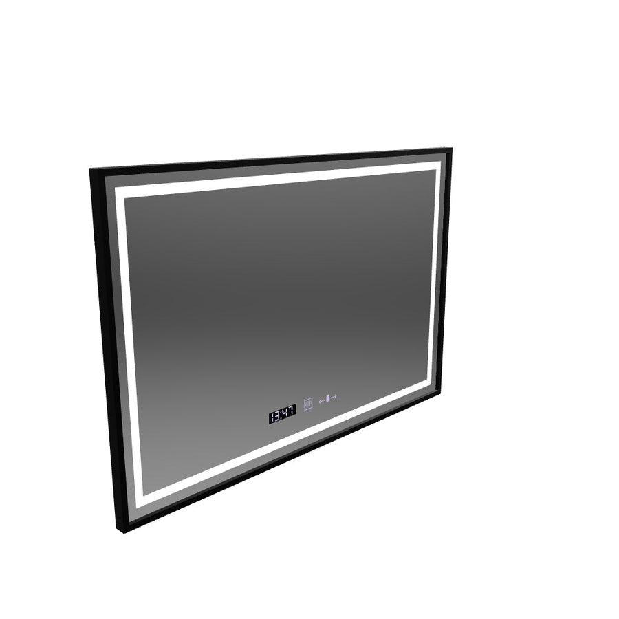 Obdĺžnikové LED zrkadlo, 120x80cm, Verite Majeste Noir Motion Glow Marcello, Demister System, Hodiny & Teplomer, Stmievateľné