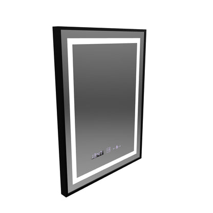 Obdĺžnikové LED zrkadlo, 60x80cm, Verite Majeste Noir Motion Glow Marcello, Demister System, Hodiny & Teplomer, Stmievateľné