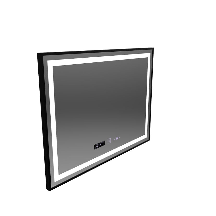 Obdĺžnikové LED zrkadlo, 80x60cm, Verite Majeste Noir Motion Glow Marcello, Demister System, Hodiny & Teplomer, Stmievateľné