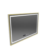 Obdĺžnikové LED zrkadlo, 120x80cm, Verite Royale Gold MotionGlow Marcello, Demister System, Hodiny & Teplomer, Stmievateľné