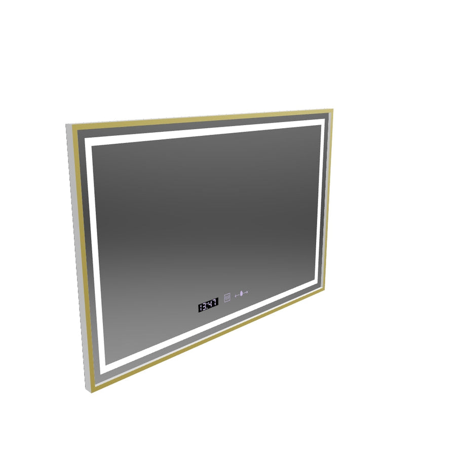 Obdĺžnikové LED zrkadlo, 120x80cm, Verite Royale Gold MotionGlow Marcello, Demister System, Hodiny & Teplomer, Stmievateľné