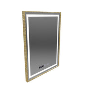 Obdĺžnikové LED zrkadlo, 60x80cm, Verite Royale Gold MotionGlow Marcello, Demister System, Hodiny & Teplomer, Stmievateľné
