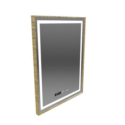 Obdĺžnikové LED zrkadlo, 60x80cm, Verite Royale Gold MotionGlow Marcello, Demister System, Hodiny & Teplomer, Stmievateľné