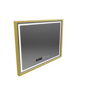 Obdĺžnikové LED zrkadlo, 80x60cm, Verite Royale Gold MotionGlow Marcello, Demister System, Hodiny & Teplomer, Stmievateľné