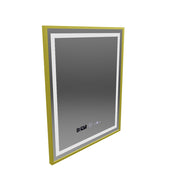 Obdĺžnikové LED zrkadlo, 75x90cm, Verite Royale Gold MotionGlow Marcello, Demister System, Hodiny & Teplomer, Stmievateľné