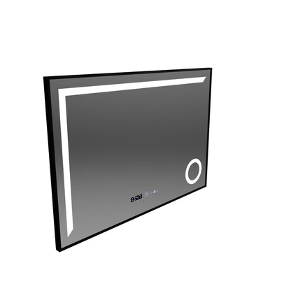 LED zrkadlový senzor MotionGlow Sofia s funkciou odhmlievania Teplomer Hodiny 110x75 cm Teplé/Studené/Neutrálne svetlo Stmievateľné, Rám brúsený čierny, Kolekcia Marcello Funghi