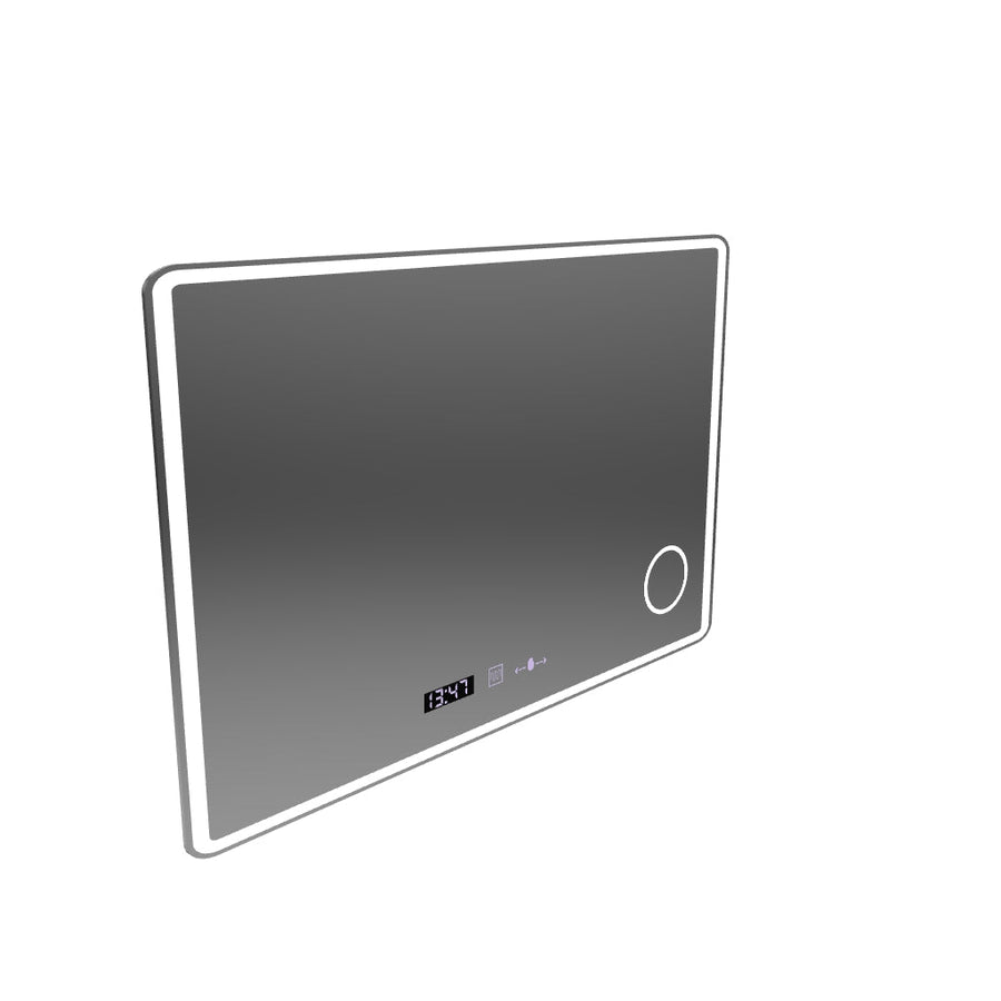 Obdĺžnikové LED zrkadlo 120x80 Aura Riflesso Puro MotionGlow Marcello, Demister System, Teplomer a hodiny, Stmievateľné
