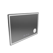 Obdĺžnikové LED zrkadlo, 90x60cm, Velur MotionGlow Marcello, Demister System, Hodiny & Teplomer, Kozmetická lupa, Stmievateľné