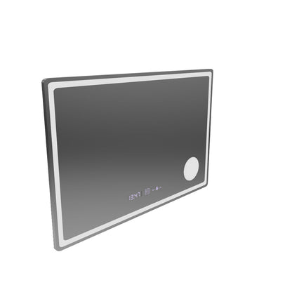 Obdĺžnikové LED zrkadlo, 90x60cm, Velur MotionGlow Marcello, Demister System, Hodiny & Teplomer, Kozmetická lupa, Stmievateľné