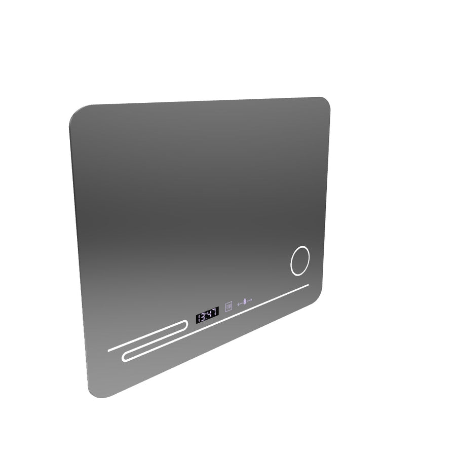 Obdĺžnikové LED zrkadlo, 80x60cm, Harmonie MotionGlow Marcello, Demister System, Teplomer a hodiny, Kozmetická lupa, Stmievateľné