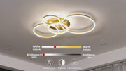 RINOVA LED luster s diaľkovým ovládaním, 4 kruhy, 112 W, teplé/studené/neutrálne svetlo, stmievateľné, zlaté