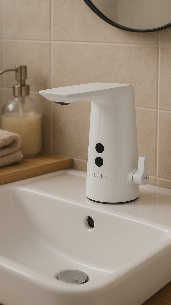 Drezová batéria so senzorom, sanitárna mosadz, biela, RW-190WH