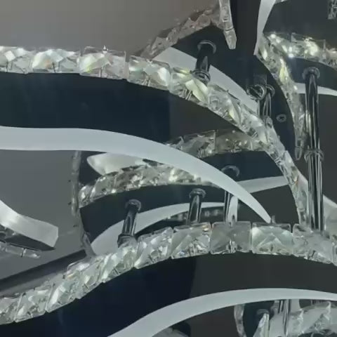 LED luster s diaľkovým ovládaním a krištáľom Alejandro 160W, 9 kvetov, studené/teplé/neutrálne svetlo, stmievateľné, lesklý chróm