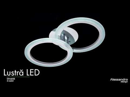 LED luster s diaľkovým ovládaním BETTY 27W, 2 kruhy, studené/teplé/neutrálne svetlo, stmievateľné, biela