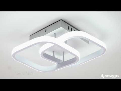 VERTEX Matrix LED luster, prekrývajúce sa diamanty, kovové rámy, 24W, 2 diamanty, studené/teplé/neutrálne svetlo 3000K/4000K/6000K, biely