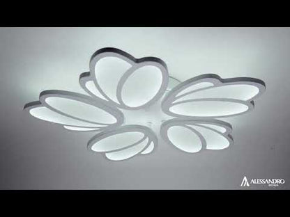 LED luster s diaľkovým ovládaním TULIP 81W, 5 okvetných lístkov, studené/teplé/neutrálne svetlo, stmievateľné, biela