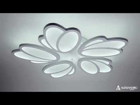 LED luster s diaľkovým ovládaním TULIP 81W, 5 okvetných lístkov, studené/teplé/neutrálne svetlo, stmievateľné, biela