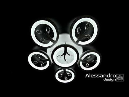 LED luster s diaľkovým ovládaním a krištáľom DAISY 72W, 6 prvkov, studené/teplé/neutrálne svetlo, stmievateľné, biela