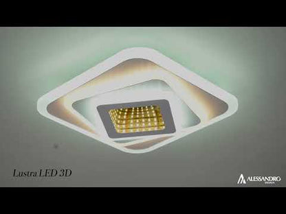 LED luster NEXA 3D 46W, štvorcový, studené/teplé/neutrálne svetlo, biely