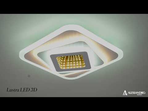 LED luster NEXA 3D 46W, štvorcový, studené/teplé/neutrálne svetlo, biely