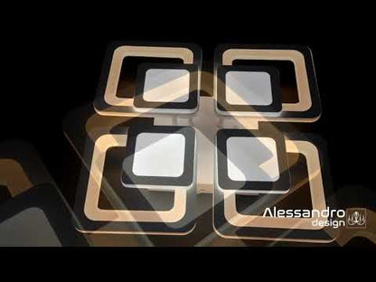 LED luster s diaľkovým ovládaním SUSAN 96W, 4 štvorce, studené/teplé/neutrálne svetlo, stmievateľné, biela