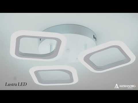 LED luster ERIKA 20W, 3 štvorce, neutrálne svetlo 4000k, biely, kov a akryl