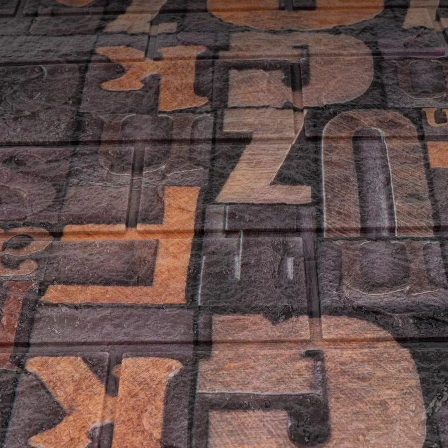 Set 10xTapet 3D Autoadeziv Maro din spuma moale, 80cmx70cmx6mm, Model Litere Maro Inchis Tapet 3D Default Title Alessandro Design