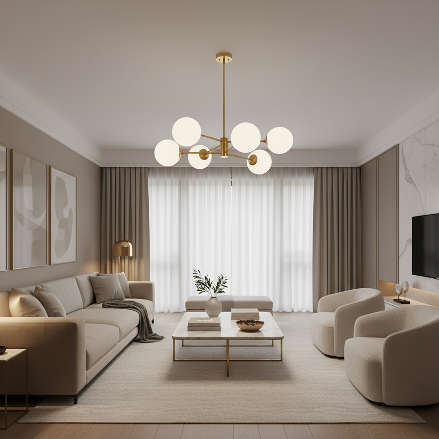 LOFT Luster závesný, 6x E27, zlatý