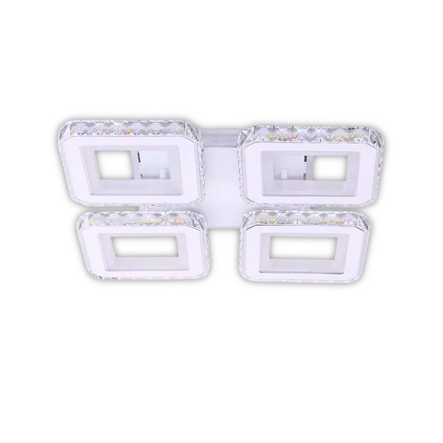 Lustra LED cu telecomanda si cristal LEILA RGB 69W, 4 Patrate, lumina Rece/Calda/Neutra, Dimabila, Alb Lustre LED cu Telecomanda Default Title Alessandro Design