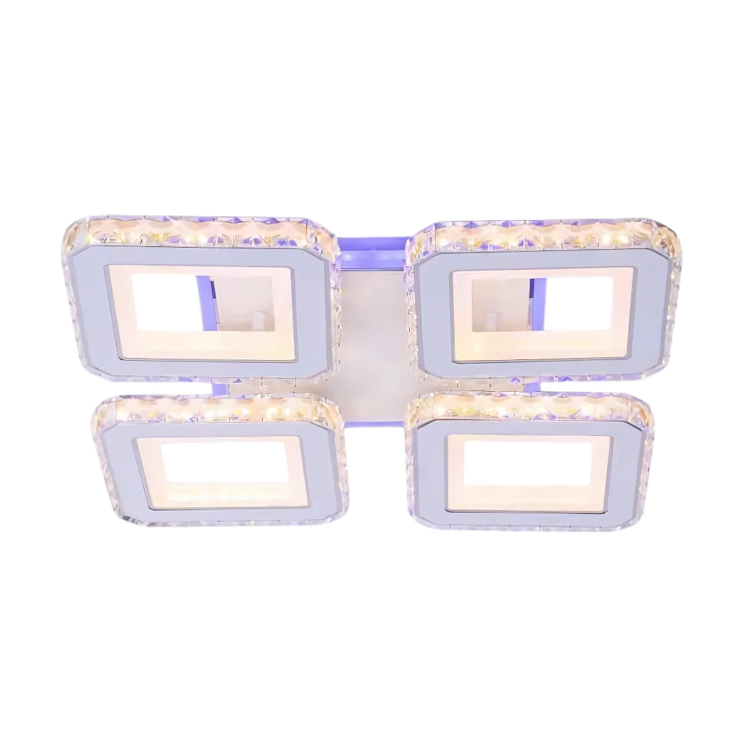 Lustra LED cu telecomanda si cristal LEILA RGB 69W, 4 Patrate, lumina Rece/Calda/Neutra, Dimabila, Alb Lustre LED cu Telecomanda Default Title Alessandro Design