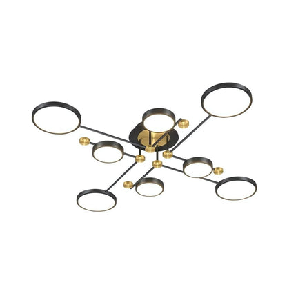 Lustra LED cu Telecomnda MARIA, 44W, 8 Elemente, Lumina Calda/Rece/Neutra, Dimabila, Negru/Auriu Lustre LED cu Telecomanda Default Title Alessandro Design