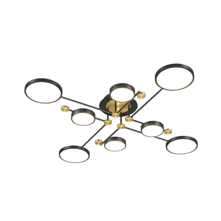 Lustra LED cu Telecomnda MARIA, 44W, 8 Elemente, Lumina Calda/Rece/Neutra, Dimabila, Negru/Auriu Lustre LED cu Telecomanda Default Title Alessandro Design
