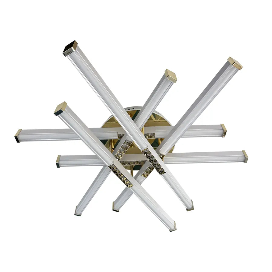 Lustra LED cu telecomanda MAKOTO 144W, 6 Elemente, Liniara, lumina Rece/Calda/Neutra, Dimabila, Alb Auriu Lustre LED cu Telecomanda Default Title Alessandro Design